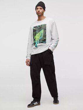 Mode of One Graphic Long Sleeve Tee with Neon Astronaut Print Size L